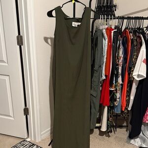 Olive Sleeveless Maxi Dress - Women's Casual Tank Dress